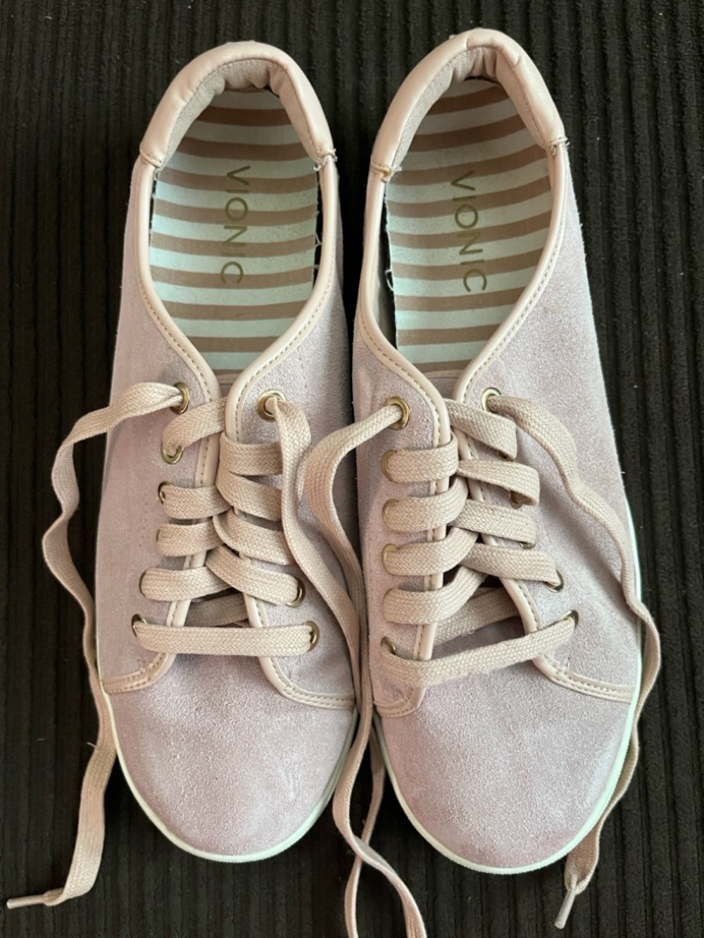 Vionic Women's Brinley Blush Pink Suede Lace-Up Sneakers